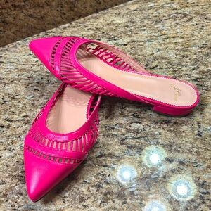 J. Crew Leather Cage Gwen Mule in Pink Azalea size 9.5 backless flats